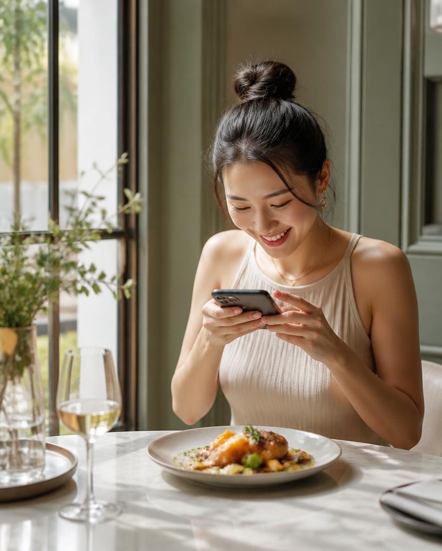 Food creator photographing a restaurant dish
