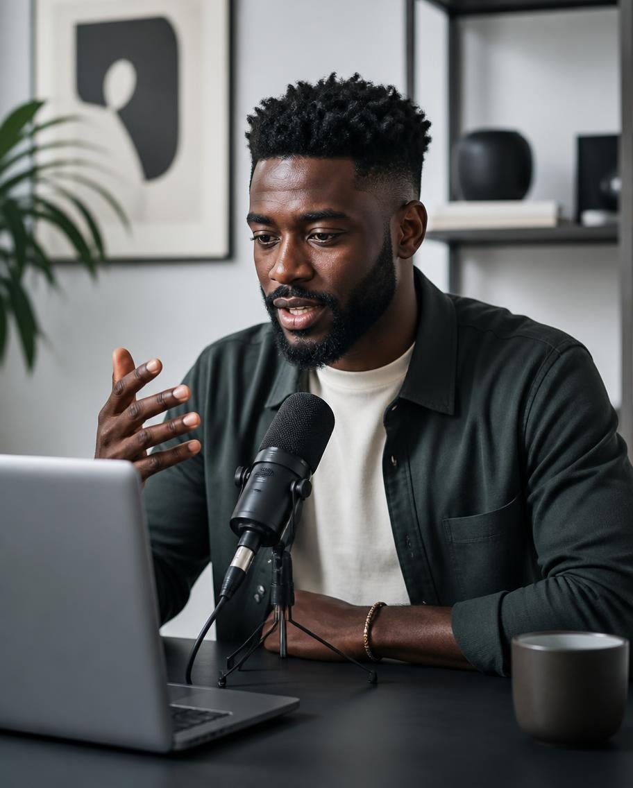 Technology creator recording a discussion